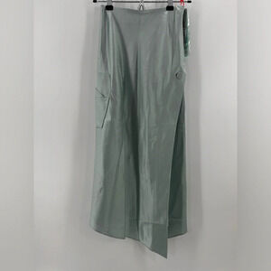 NWT OFF-WHITE Satin Flared Skirt Light Blue  IT 38 (XS) Stain